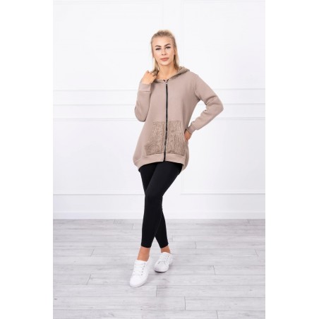 Dámska mikina s kapucňou 9106 - kapučínová