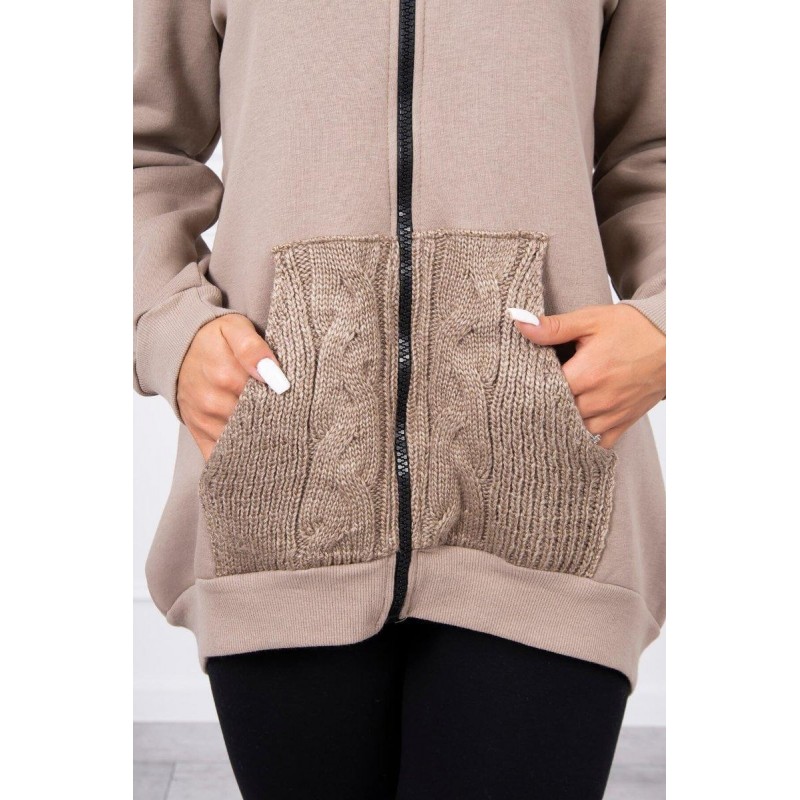 Dámska mikina s kapucňou 9106 - kapučínová