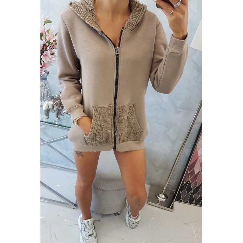 Dámska mikina s kapucňou 9106 - kapučínová