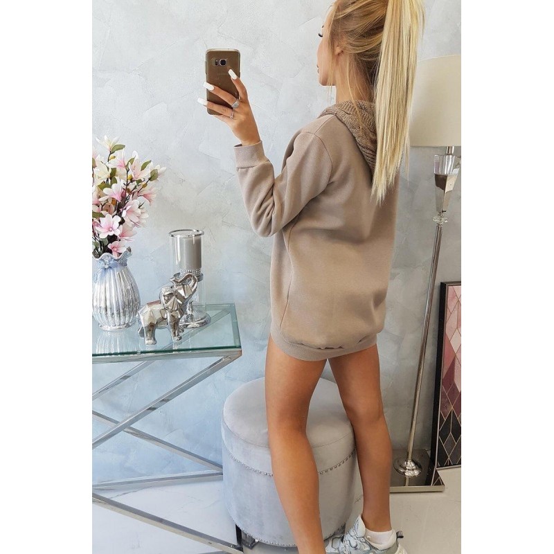 Dámska mikina s kapucňou 9106 - kapučínová