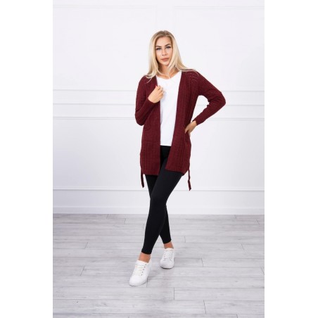 Bordový kardigán pre dámy SN-7007