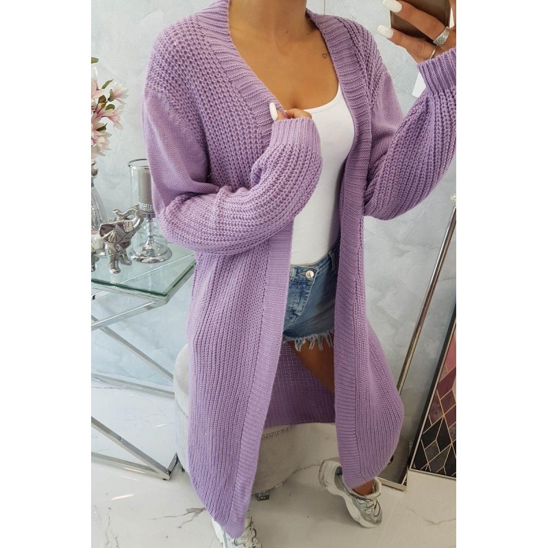 Dlhý dámsky fialový kardigán 2019-2