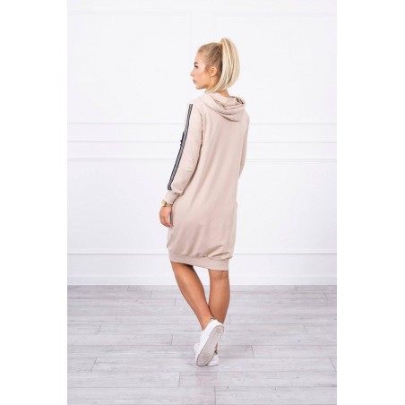 Dámske šaty s reflexnou potlačou 67394 - béžové