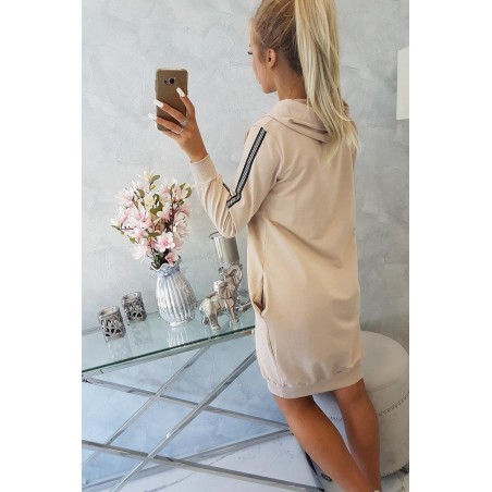 Dámske šaty s reflexnou potlačou 67394 - béžové