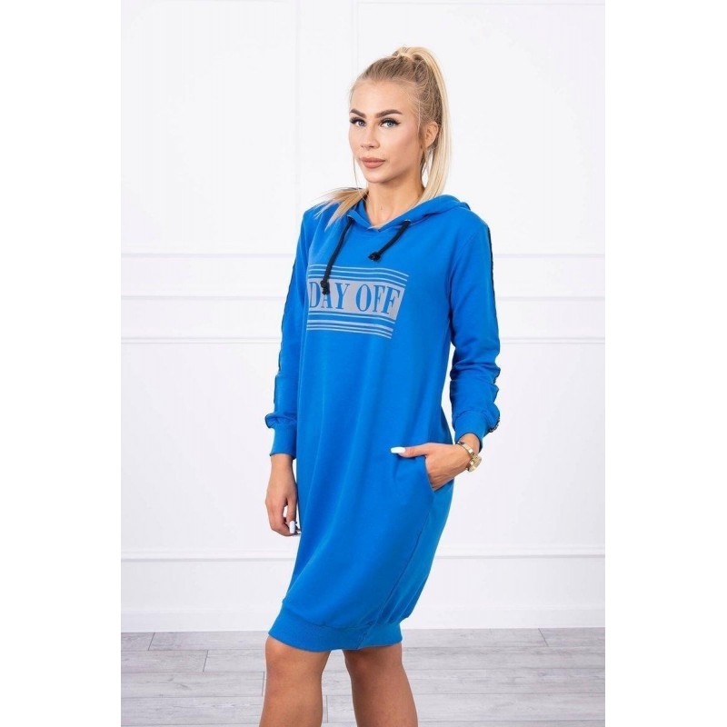 Dámske šaty s reflexnou potlačou 67394 - modré