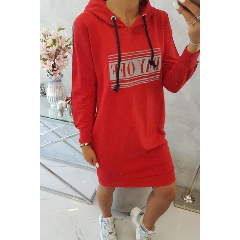 Dámske šaty s reflexnou potlačou 67394 - červené