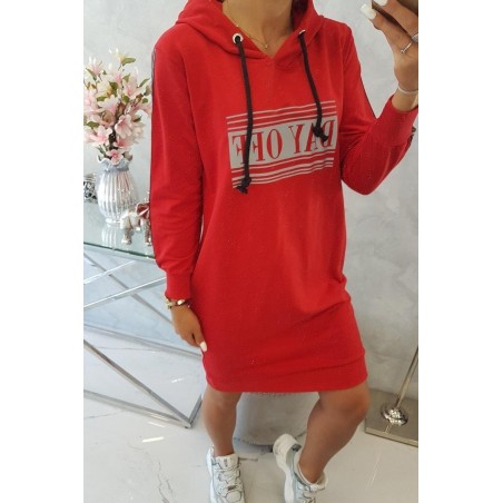 Dámske šaty s reflexnou potlačou 67394 - červené