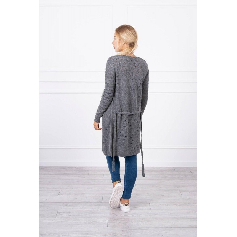 Grafitový dámsky kardigán s opaskom SN-7005