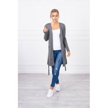 Grafitový dámsky kardigán s opaskom SN-7005