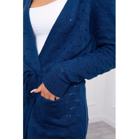 Modrý dámsky kardigán s opaskom SN-7005