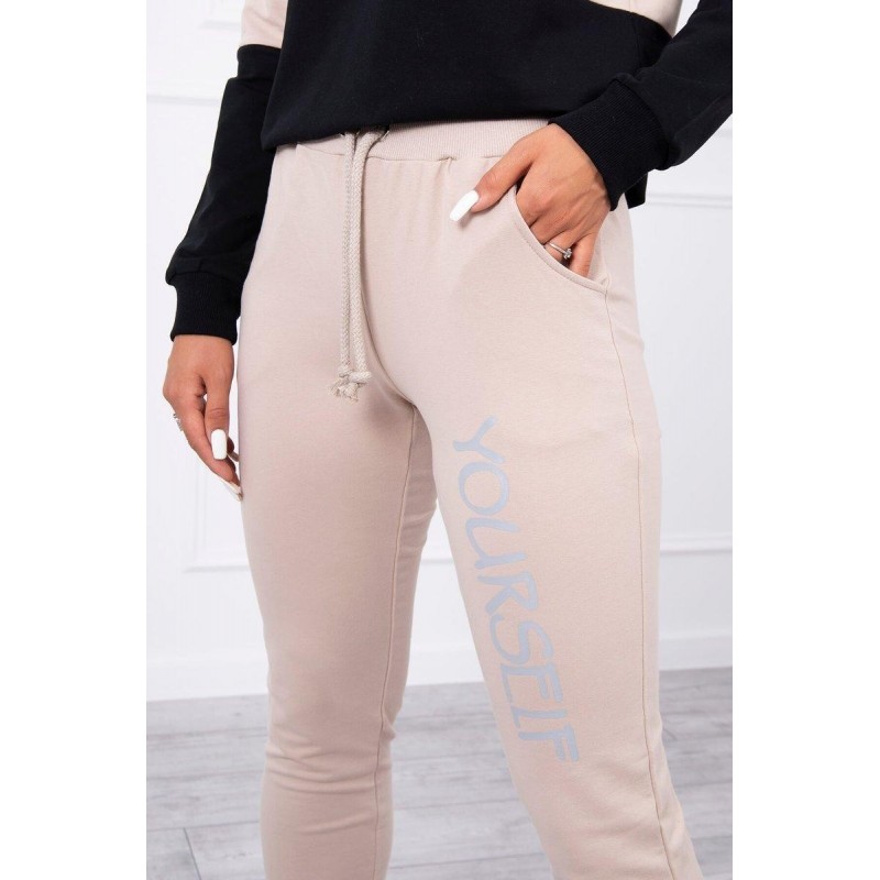 Dámska tepláková súprava s potlačou 65456 - sivo-béžová