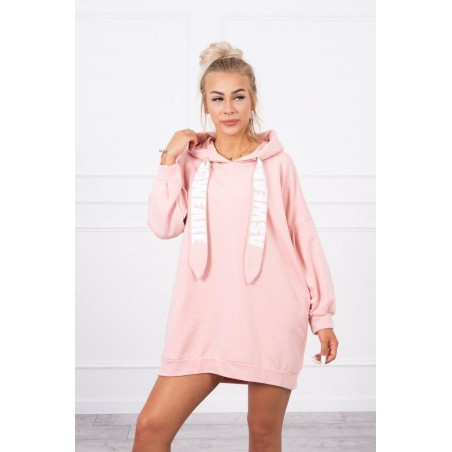 Dámske púdrovo ružové mikinové šaty 9109