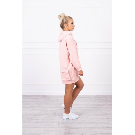 Dámske púdrovo ružové mikinové šaty 9109