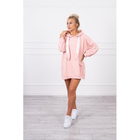 Dámske púdrovo ružové mikinové šaty 9109