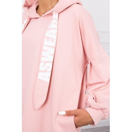 Dámske púdrovo ružové mikinové šaty 9109