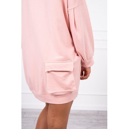 Dámske púdrovo ružové mikinové šaty 9109