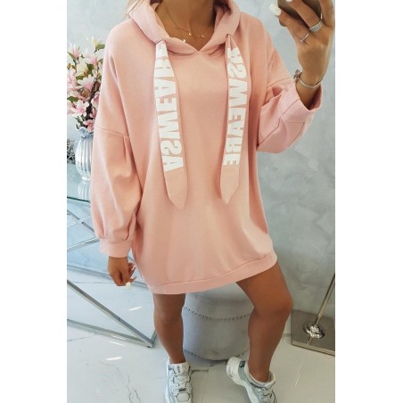 Dámske púdrovo ružové mikinové šaty 9109