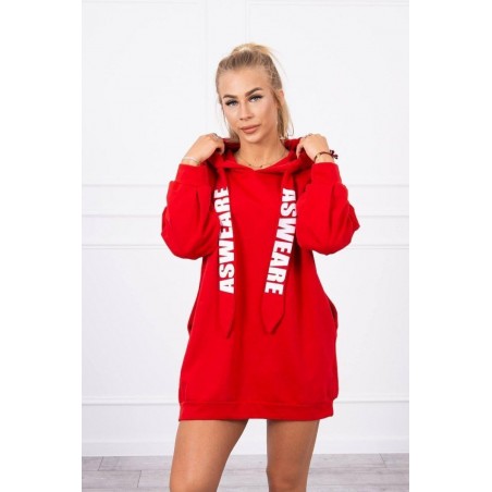 Dámske červené mikinové šaty 9109