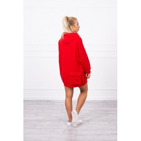 Dámske červené mikinové šaty 9109