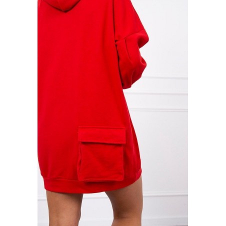 Dámske červené mikinové šaty 9109