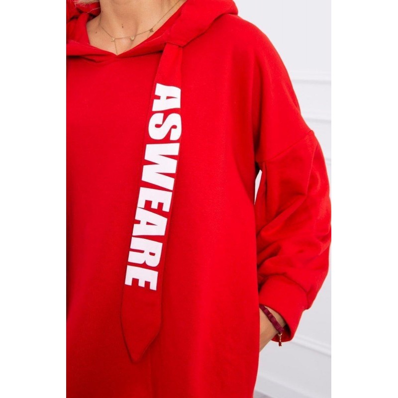 Dámske červené mikinové šaty 9109