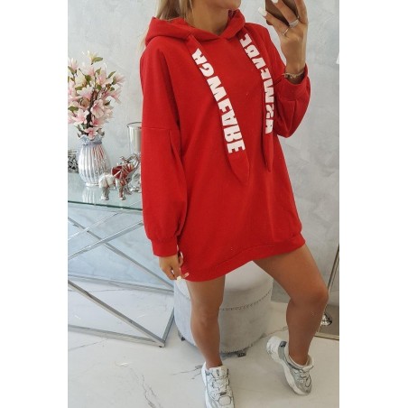 Dámske červené mikinové šaty 9109
