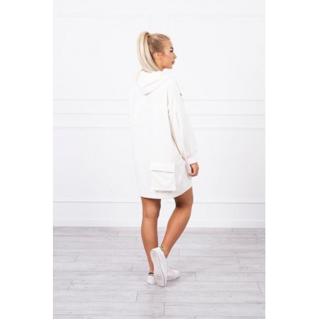 Dámske ecru mikinové šaty 9109