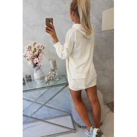 Dámske ecru mikinové šaty 9109