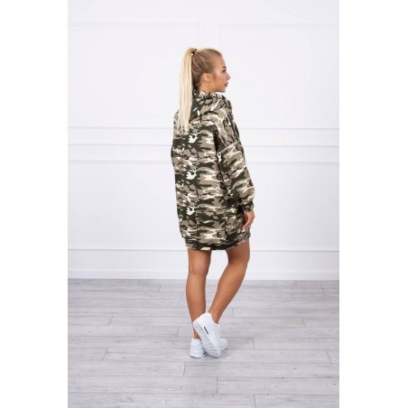 Maskáčové dámske šaty 9107 - kaki-ecru