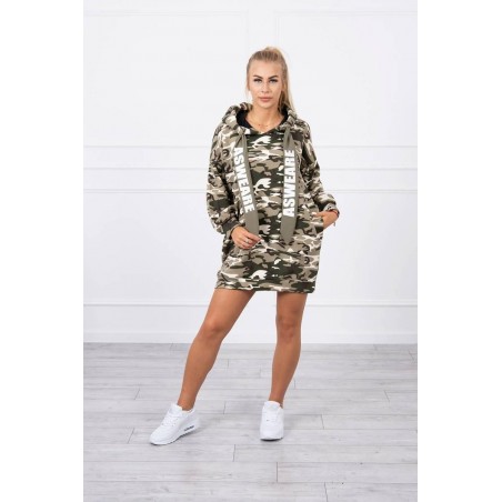 Maskáčové dámske šaty 9107 - kaki-ecru