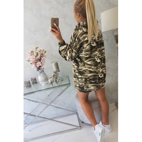 Maskáčové dámske šaty 9107 - kaki-ecru