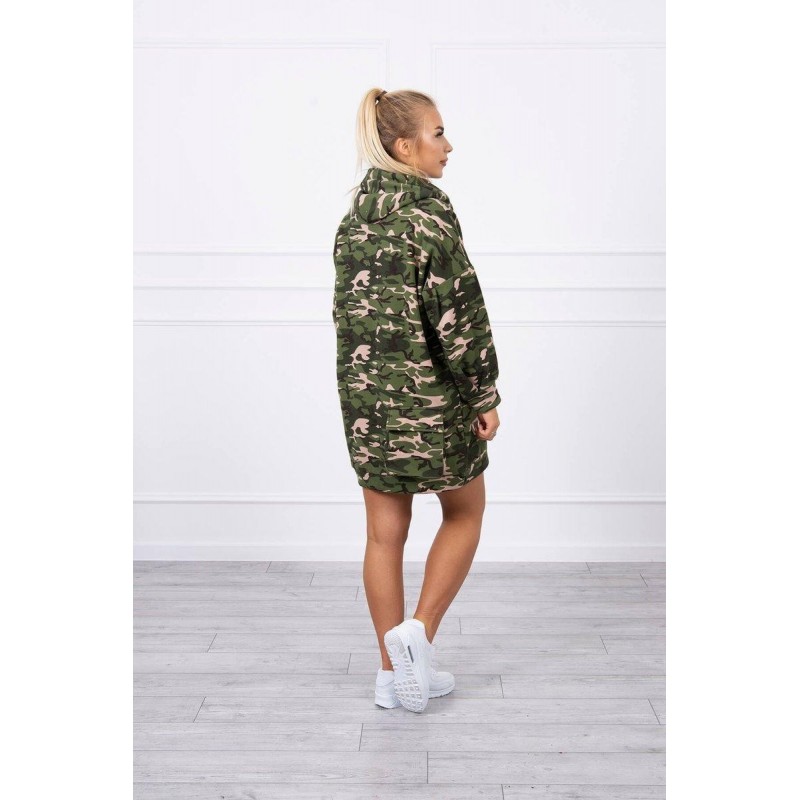 Maskáčové dámske šaty 9107 - zeleno-béžové