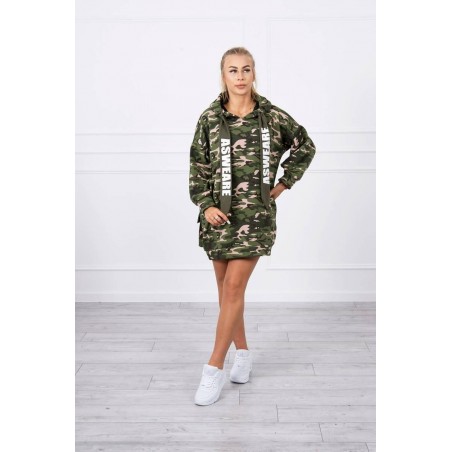 Maskáčové dámske šaty 9107 - zeleno-béžové