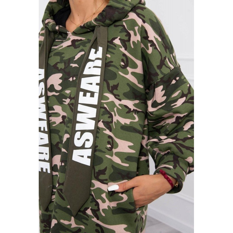 Maskáčové dámske šaty 9107 - zeleno-béžové