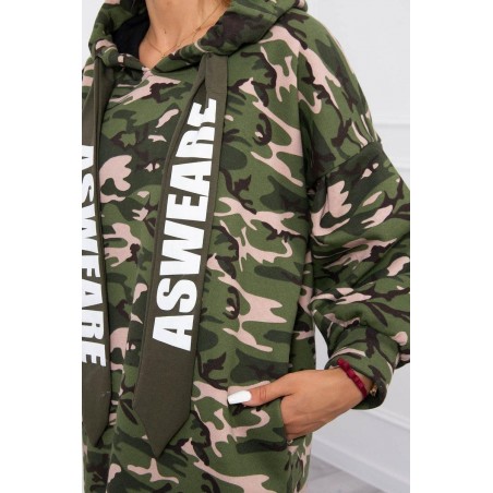 Maskáčové dámske šaty 9107 - zeleno-béžové