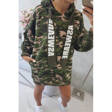 Maskáčové dámske šaty 9107 - zeleno-béžové