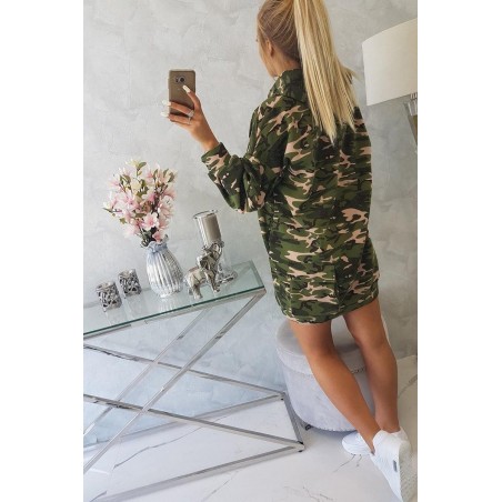 Maskáčové dámske šaty 9107 - zeleno-béžové