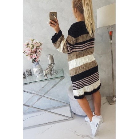 Dámsky kardigán s rozšírenými rukávmi 2020-12 - čierno-kapučínový