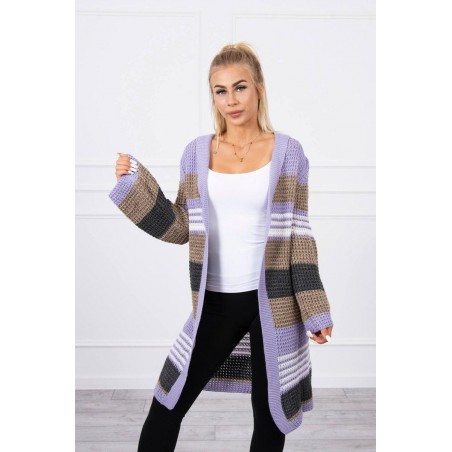 Dámsky kardigán s rozšírenými rukávmi 2020-12 - fialovo-kapučínový