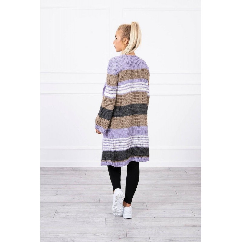 Dámsky kardigán s rozšírenými rukávmi 2020-12 - fialovo-kapučínový