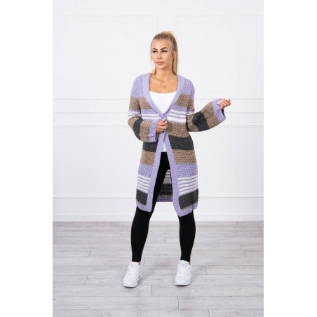 Dámsky kardigán s rozšírenými rukávmi 2020-12 - fialovo-kapučínový