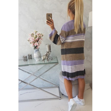 Dámsky kardigán s rozšírenými rukávmi 2020-12 - fialovo-kapučínový