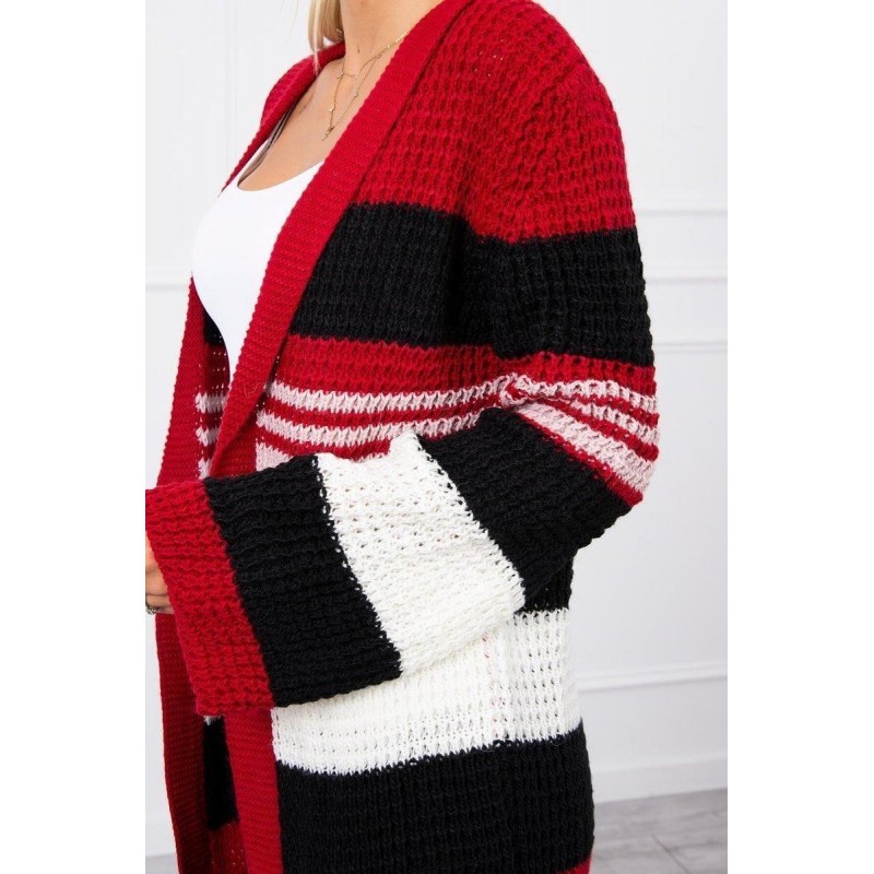 Dámsky kardigán s rozšírenými rukávmi 2020-12 - červeno-čierny