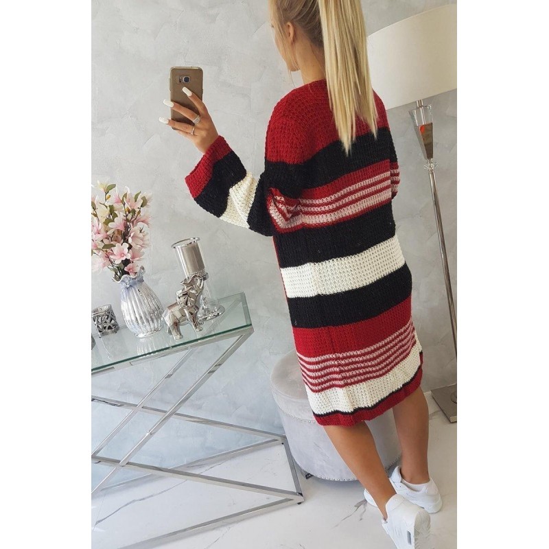 Dámsky kardigán s rozšírenými rukávmi 2020-12 - červeno-čierny