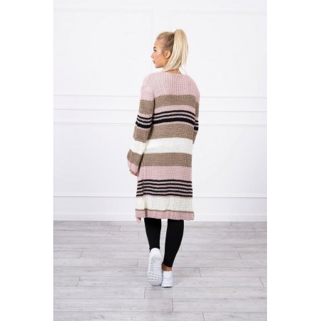 Dámsky kardigán s rozšírenými rukávmi 2020-12 - ružovo-kapučínový