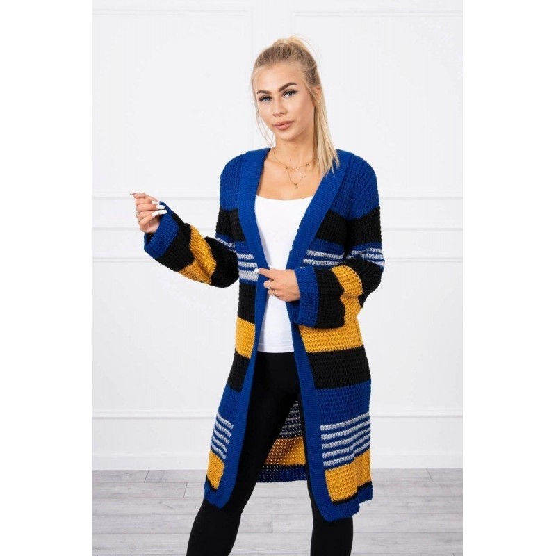 Dámsky kardigán s rozšírenými rukávmi 2020-12 - modro-čierny