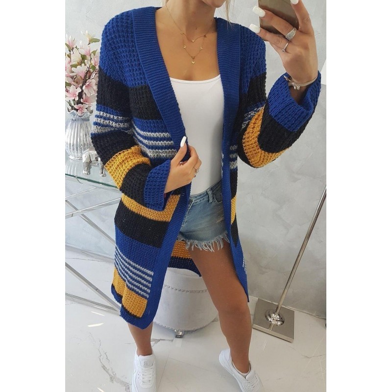 Dámsky kardigán s rozšírenými rukávmi 2020-12 - modro-čierny