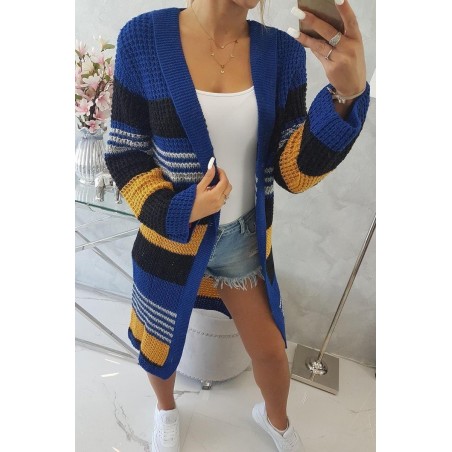 Dámsky kardigán s rozšírenými rukávmi 2020-12 - modro-čierny
