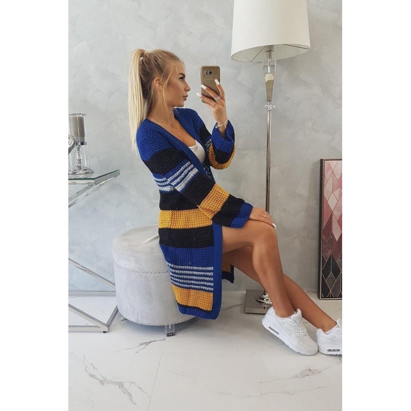 Dámsky kardigán s rozšírenými rukávmi 2020-12 - modro-čierny