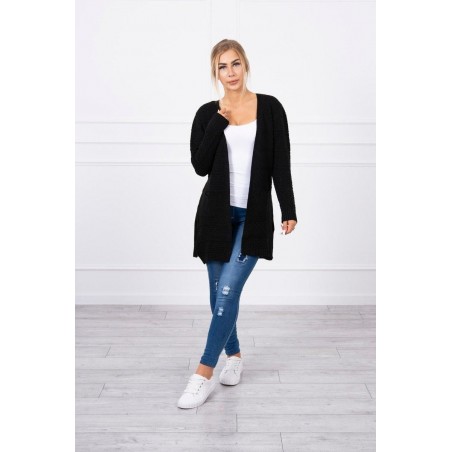 Dámsky čierny kardigán s opaskom SN-7034
